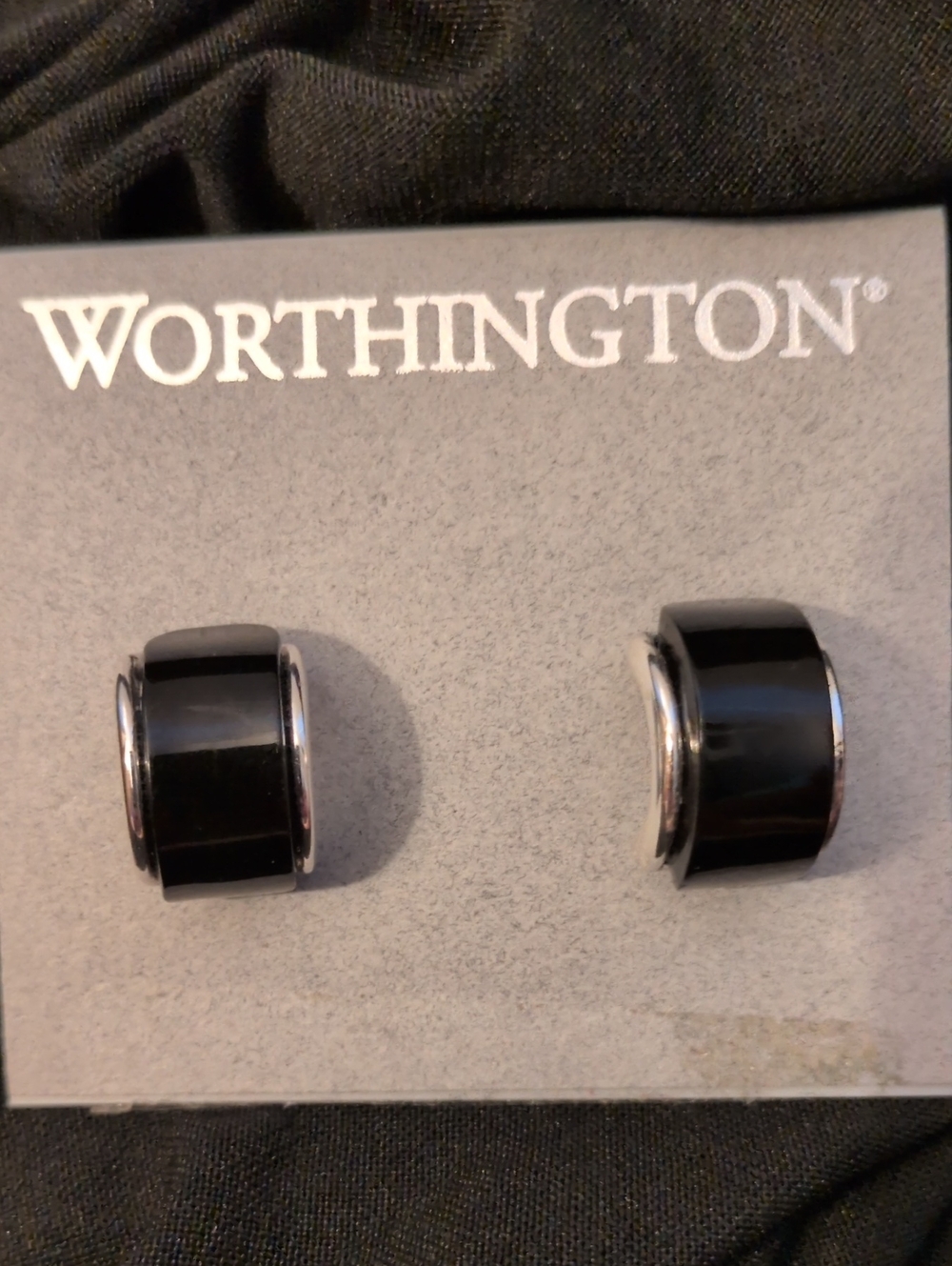 Worthington Black Ename Huggy Half Hoop Earrings